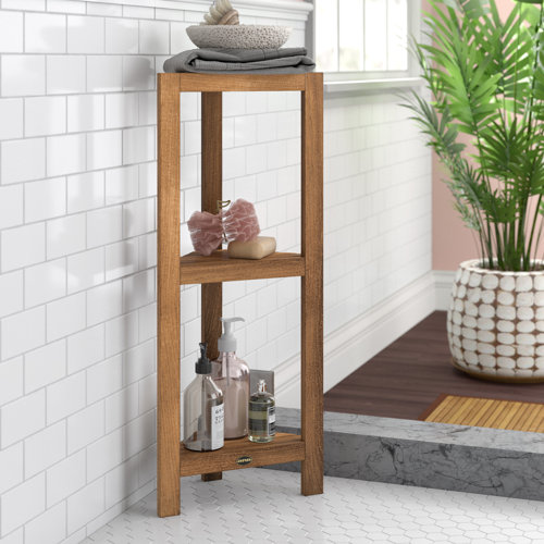 Bayou Breeze Hieu Freestanding Teak Shower Caddy & Reviews Wayfair
